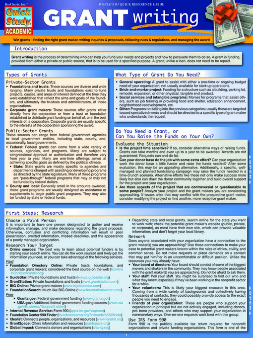 Title details for Grant Writing by BarCharts Publishing, Inc. - Available